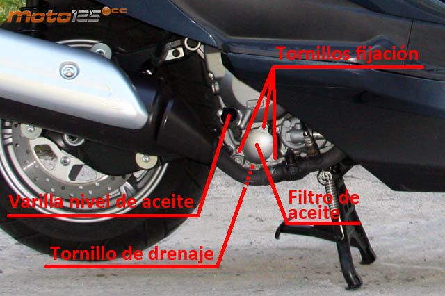 Aceites y filtros en un Burgman 125i
