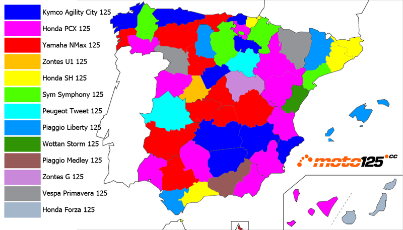 Superventas 125 cc 2021 por provincias