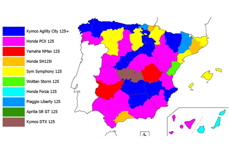 Superventas 125 cc 2023 por provincias